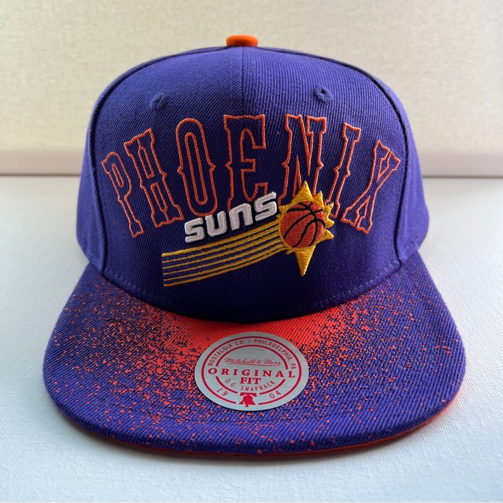 Mitchell & Ness Phoenix Suns Spray Paint Purple Orange Brim Snapback Hat Cap New